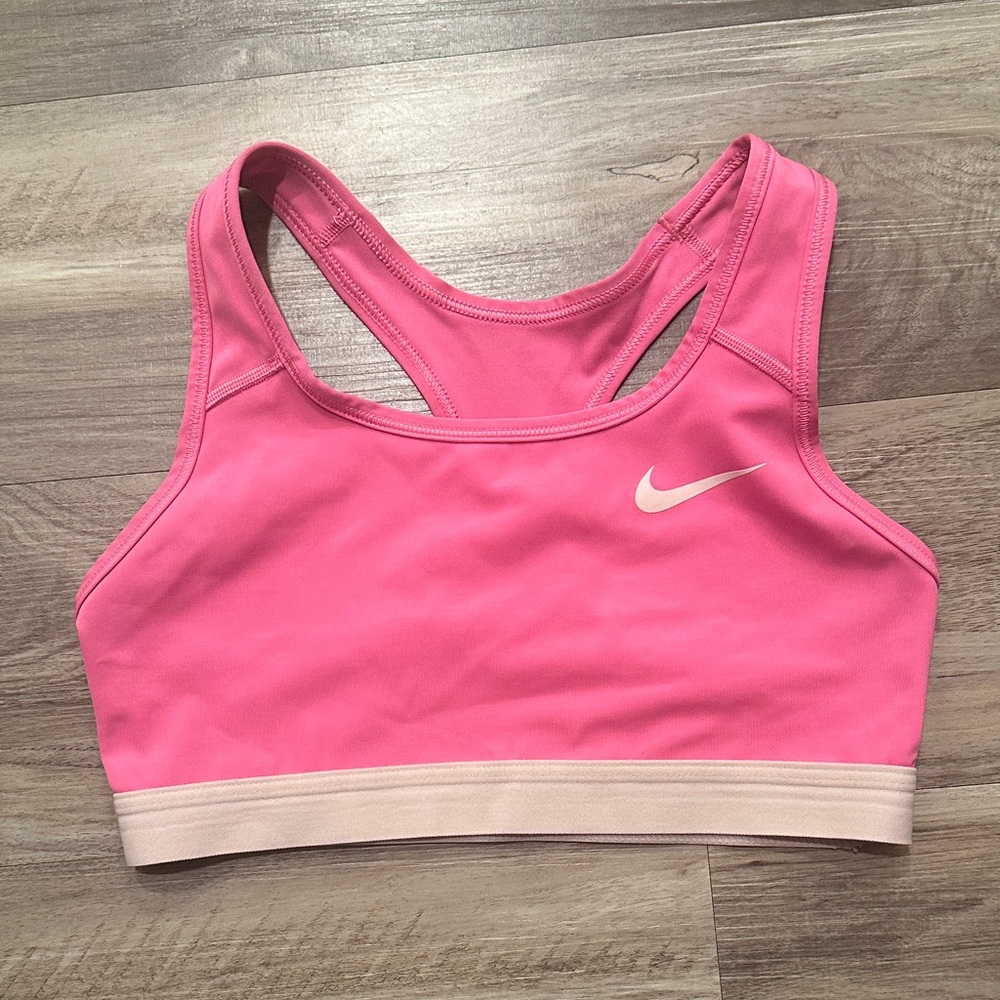 Nike Pink Racerback Sports Bra with Pale Pink Band